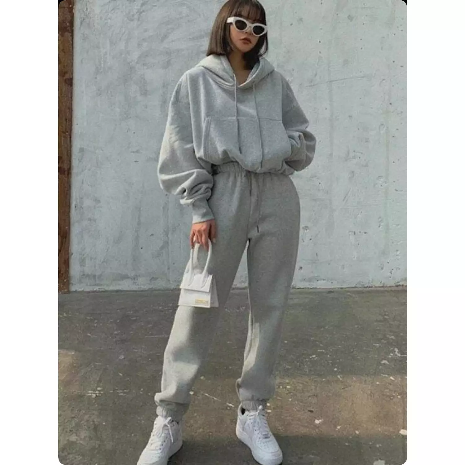 Drawstring Hoodie Crop Top & Jogger Pants