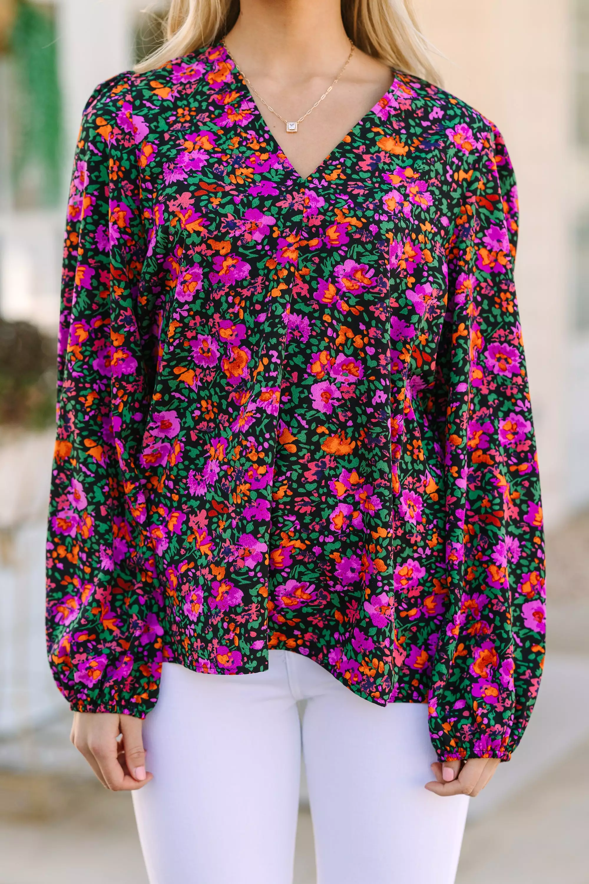 Falling For You Black Floral Blouse