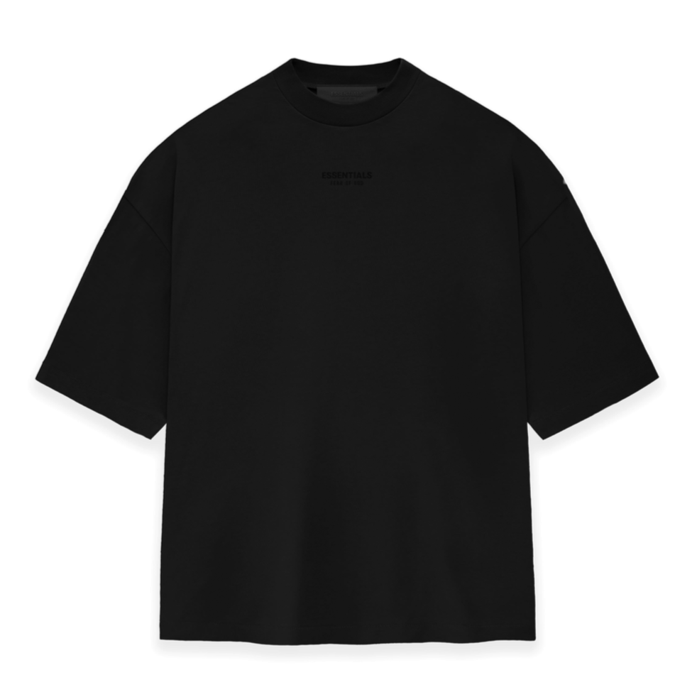 Fear of God Essentials Applique Logo Drop Shoulder Tee Jet Black (Oversized)