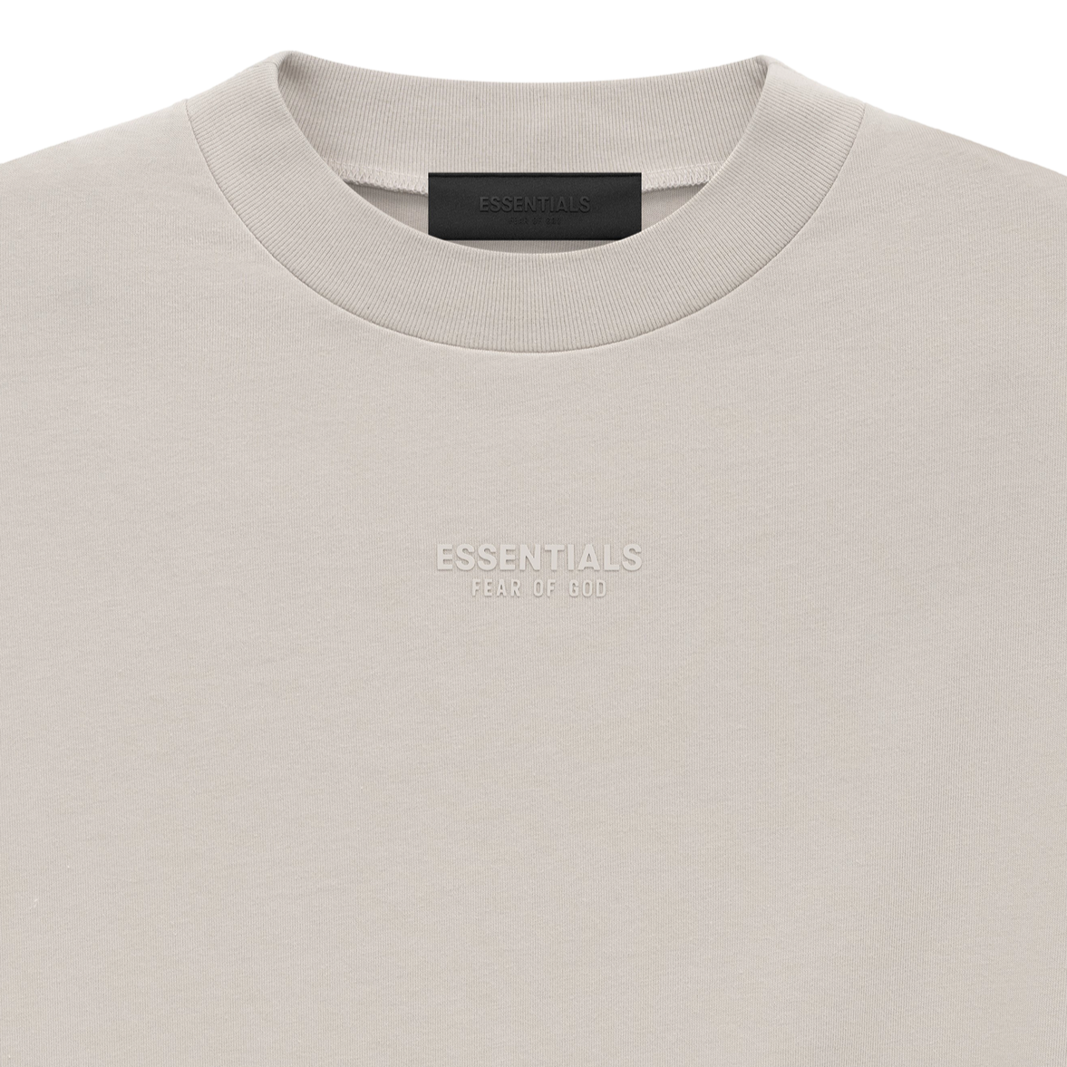 Fear of God Essentials Applique Logo Drop Shoulder Tee Silver Cloud (Oversized)