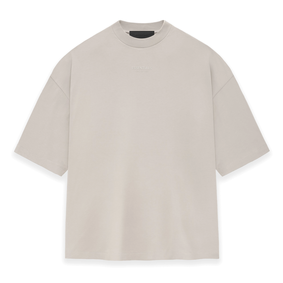 Fear of God Essentials Applique Logo Drop Shoulder Tee Silver Cloud (Oversized)