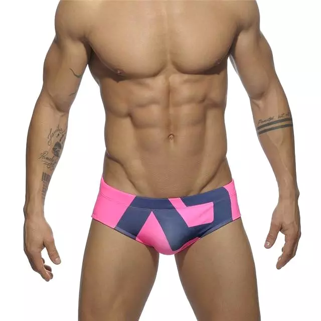 Geometric Patchwork Swim Briefs