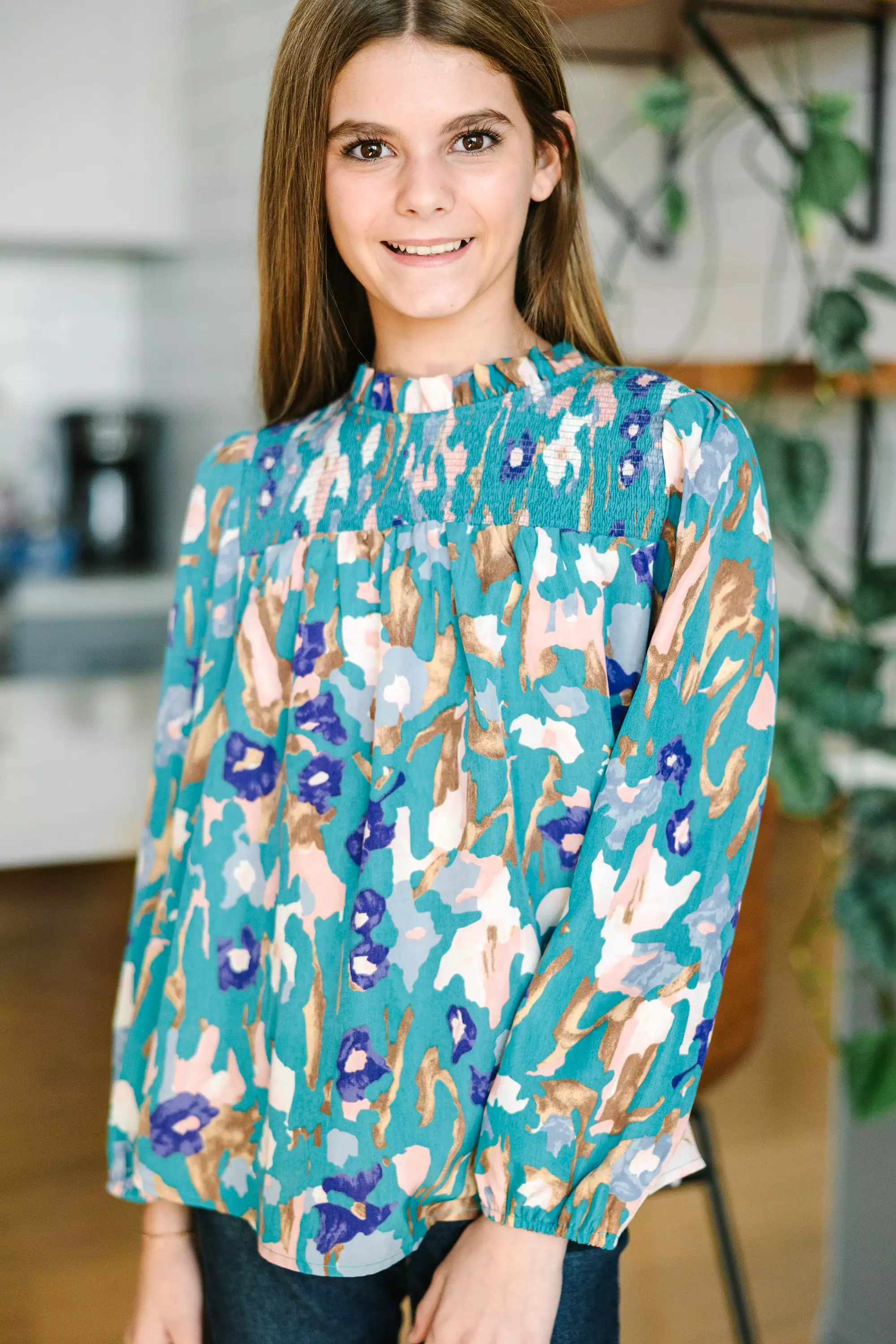 Girls: Raise Your Standards Teal Blue Floral Blouse