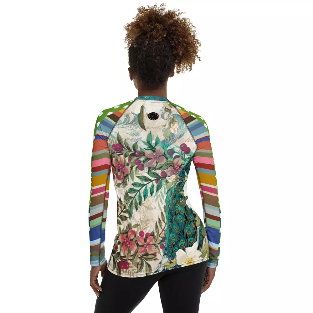 Green Peacock Fashion Rashguard Top