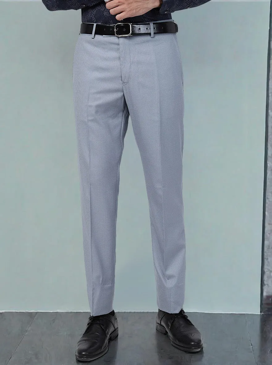 Grey Solid Slim Fit Formal Trouser | Greenfibre