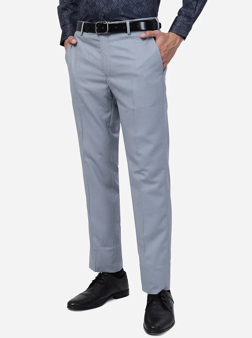 Grey Solid Slim Fit Formal Trouser | Greenfibre