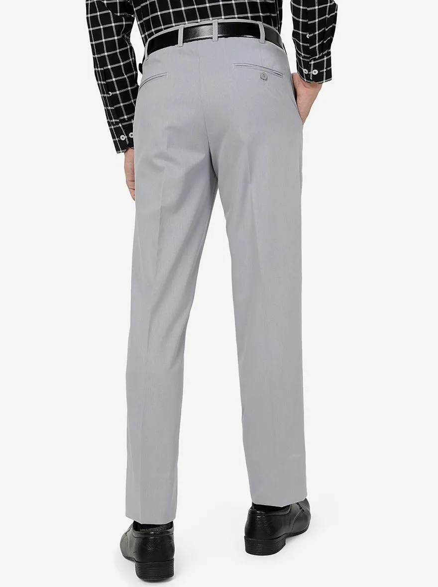 Grey Solid Slim Fit Formal Trouser | Metal