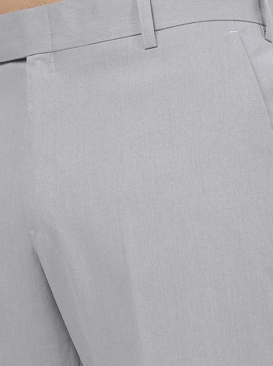 Grey Solid Slim Fit Formal Trouser | Metal