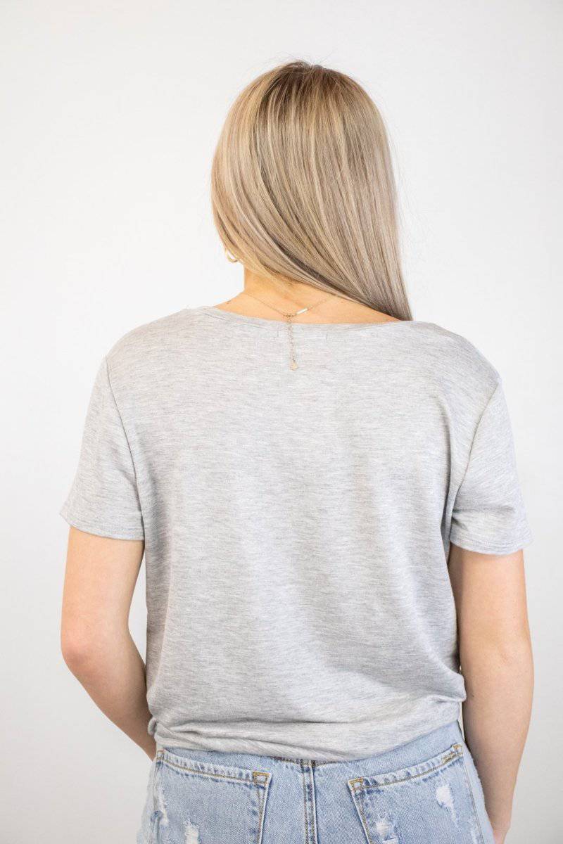 Grey V-Neck Pocket Tee