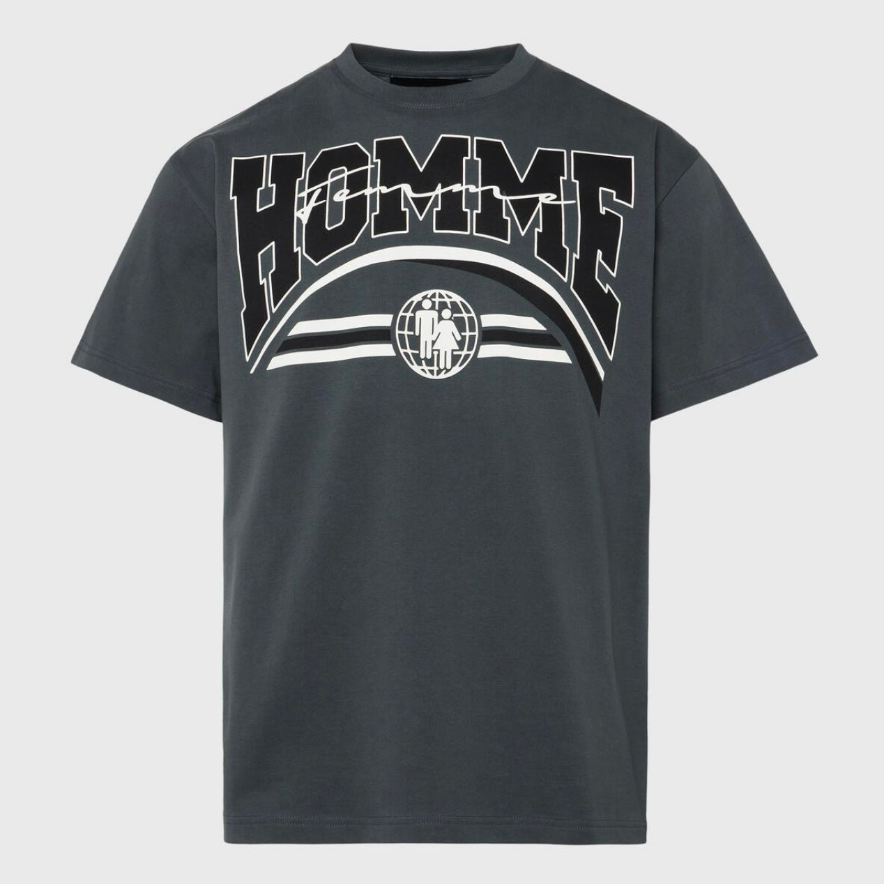 Homme Femme Global Logo Tee In Charcoal