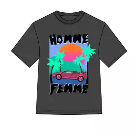 Homme Femme Paper Cut Tee In Charcoal