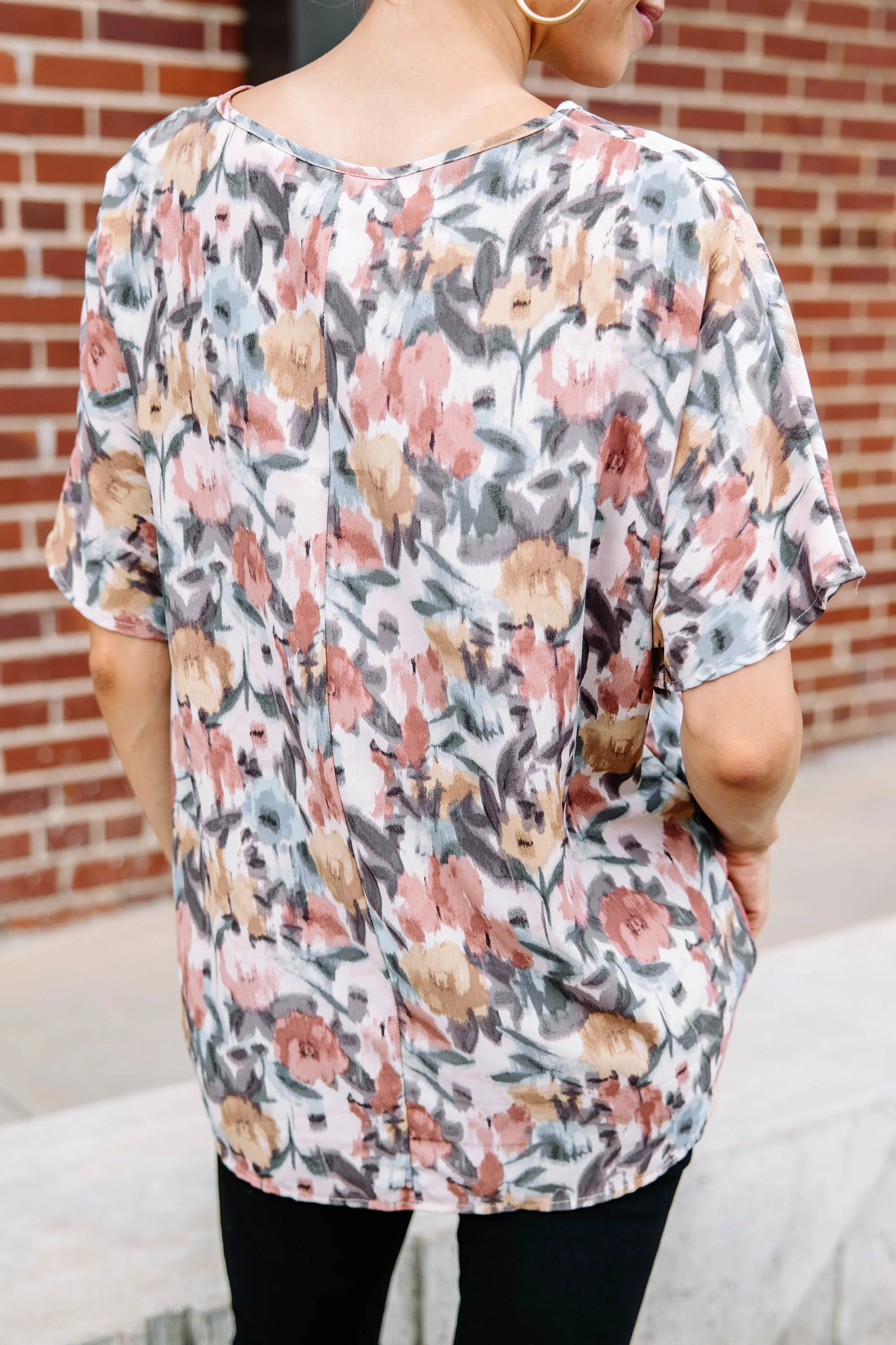 It All Comes Together Cinnamon Red Floral Blouse