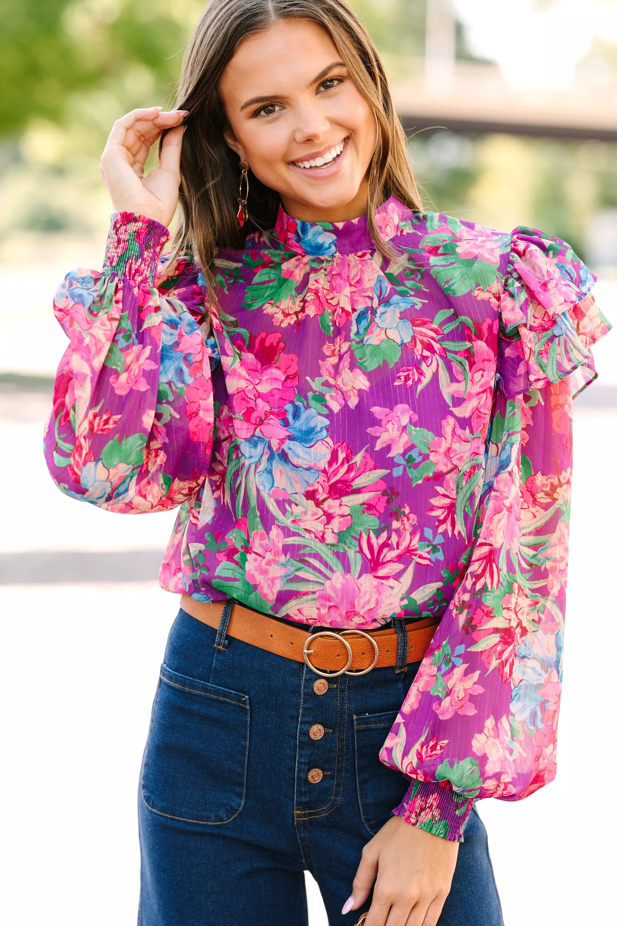 It's Your Life Purple Floral Blouse