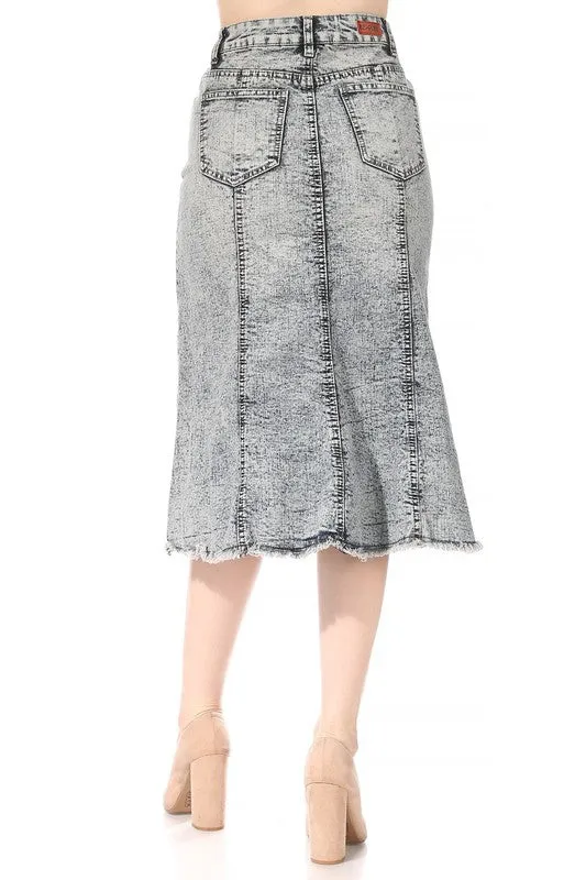 Jenna Snow Wash Jean Skirt-Ripped Effect