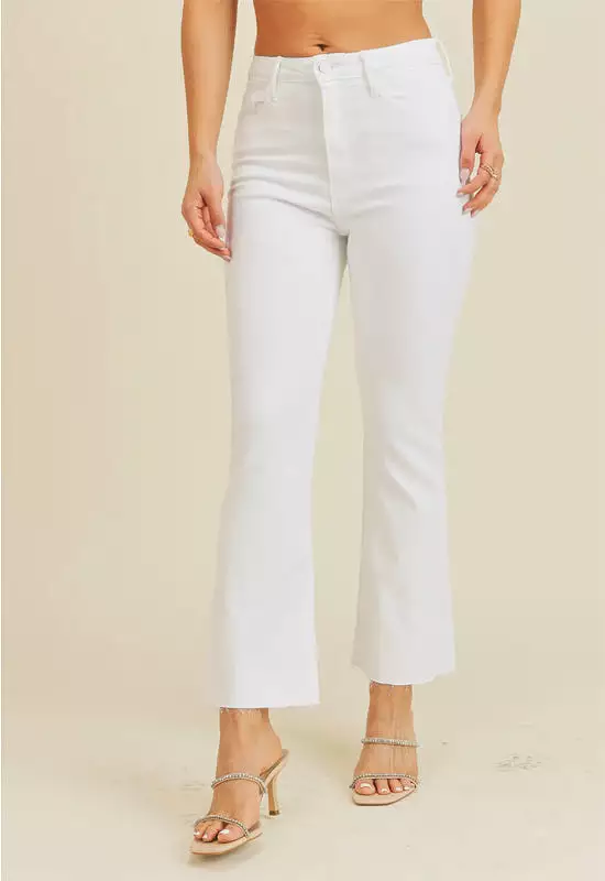 Just Black - High Rise Tonal Crop Flare Jean Optic White