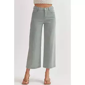 Kicking It Cropped Kick Flare Acid Wash Pants