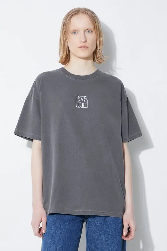 KSUBI cotton t-shirt Stacked Oh G Ss Tee Charcoal women’s gray color WSP24TE006