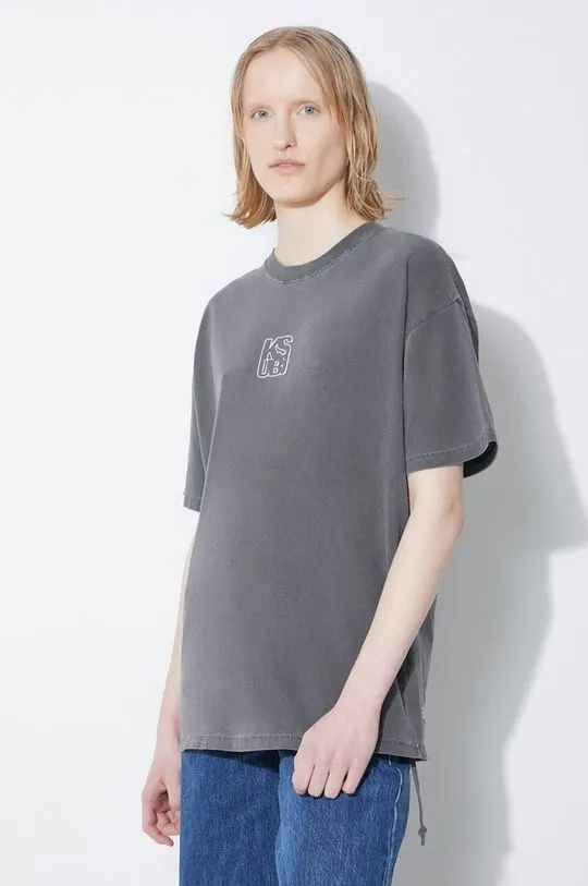 KSUBI cotton t-shirt Stacked Oh G Ss Tee Charcoal women’s gray color WSP24TE006