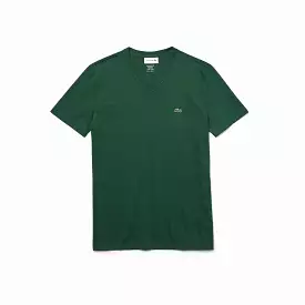 Lacoste V-Neck Pima Cotton Tee In Green