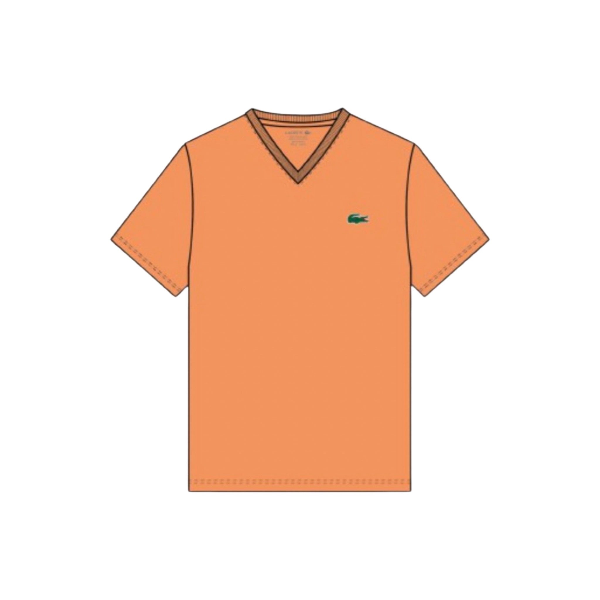 Lacoste V-Neck Pima Cotton Tee In Mandarin Orange