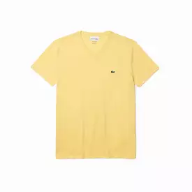 Lacoste V-Neck Pima Cotton Tee In Yellow