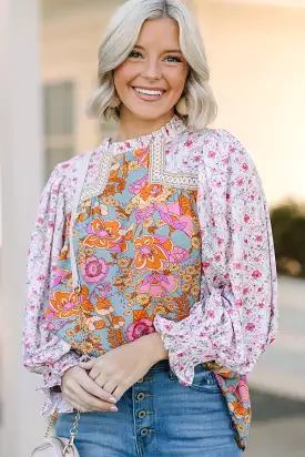 Let's Be Clear Dusty Sage Floral Blouse