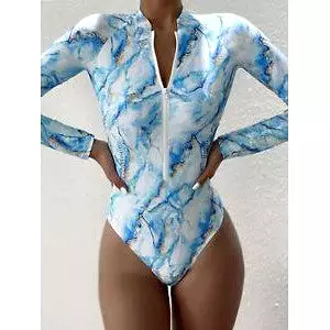 Long-sleeved zipper ready stock women's one-piece swimsuit