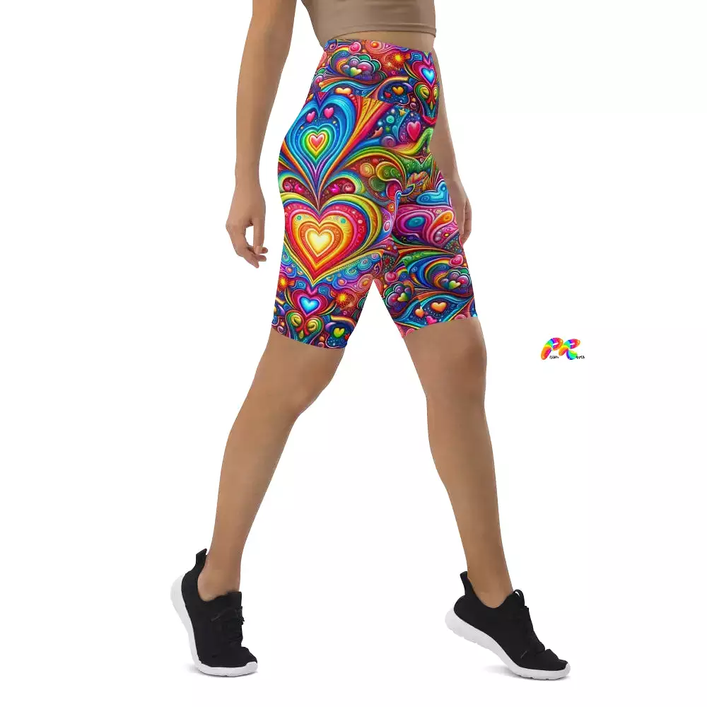 Love Dreamscape Rave Biker Shorts