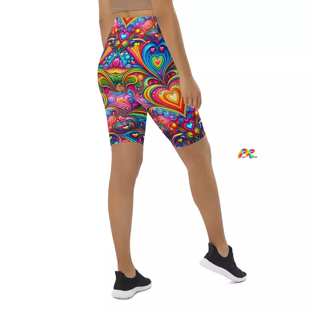 Love Dreamscape Rave Biker Shorts