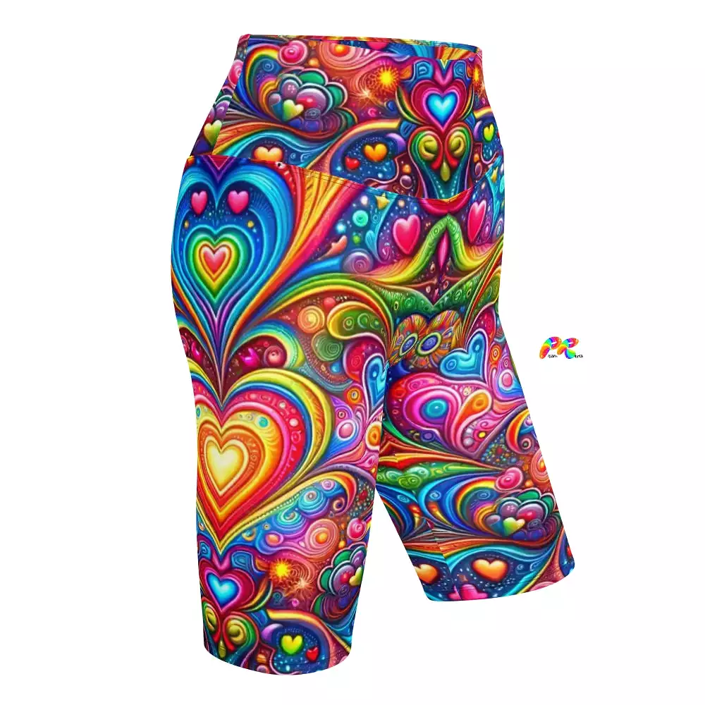 Love Dreamscape Rave Biker Shorts