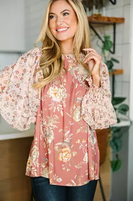 Making Moves Mauve Pink Floral Blouse