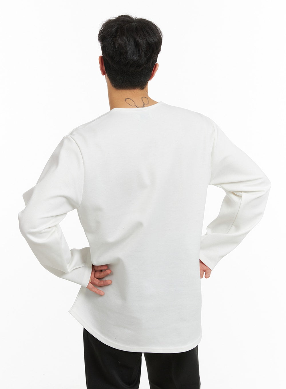 Men's Solid Oversized Long Sleeve Tee IA402