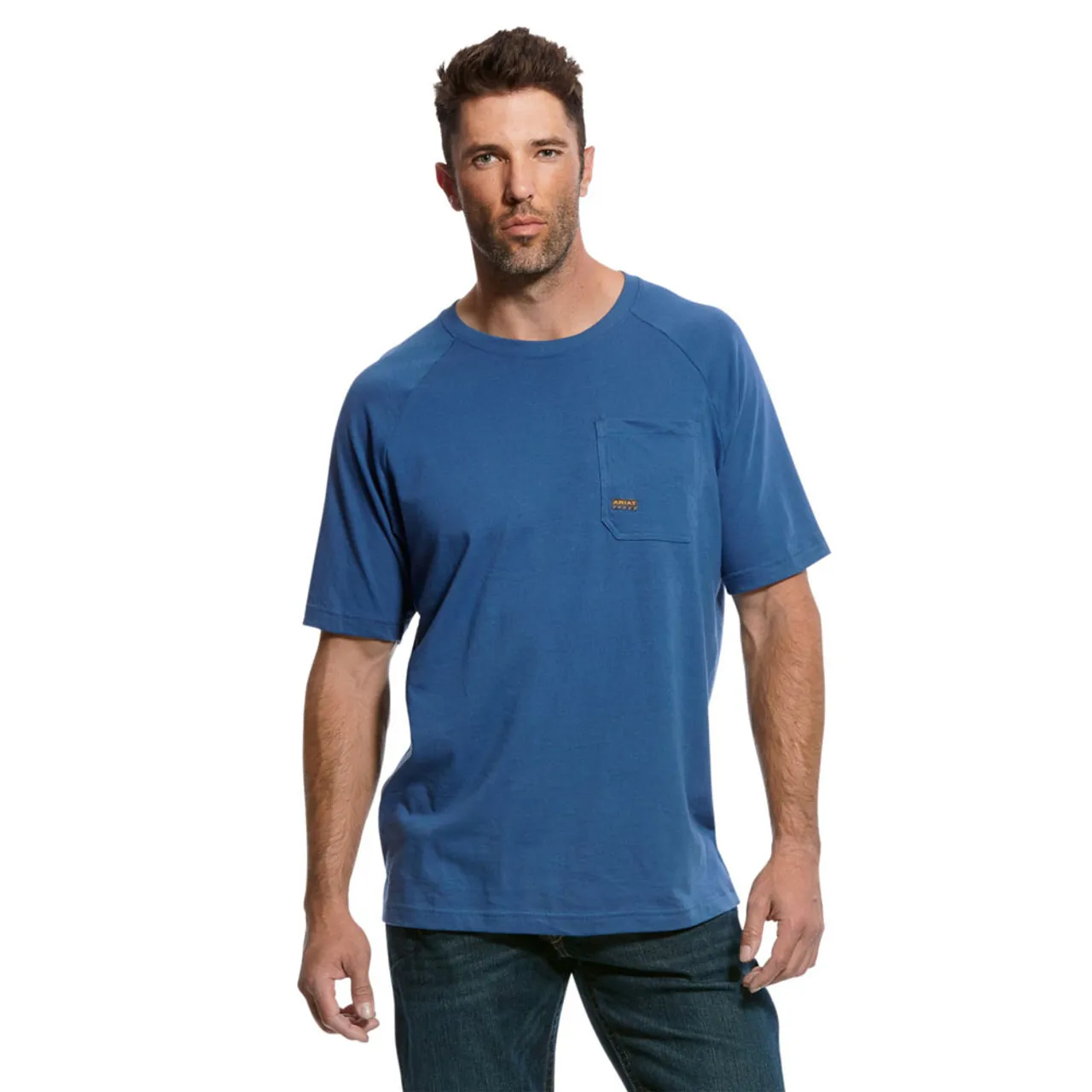 Men's Ariat Rebar Cotton Strong Tee - Metal Blue