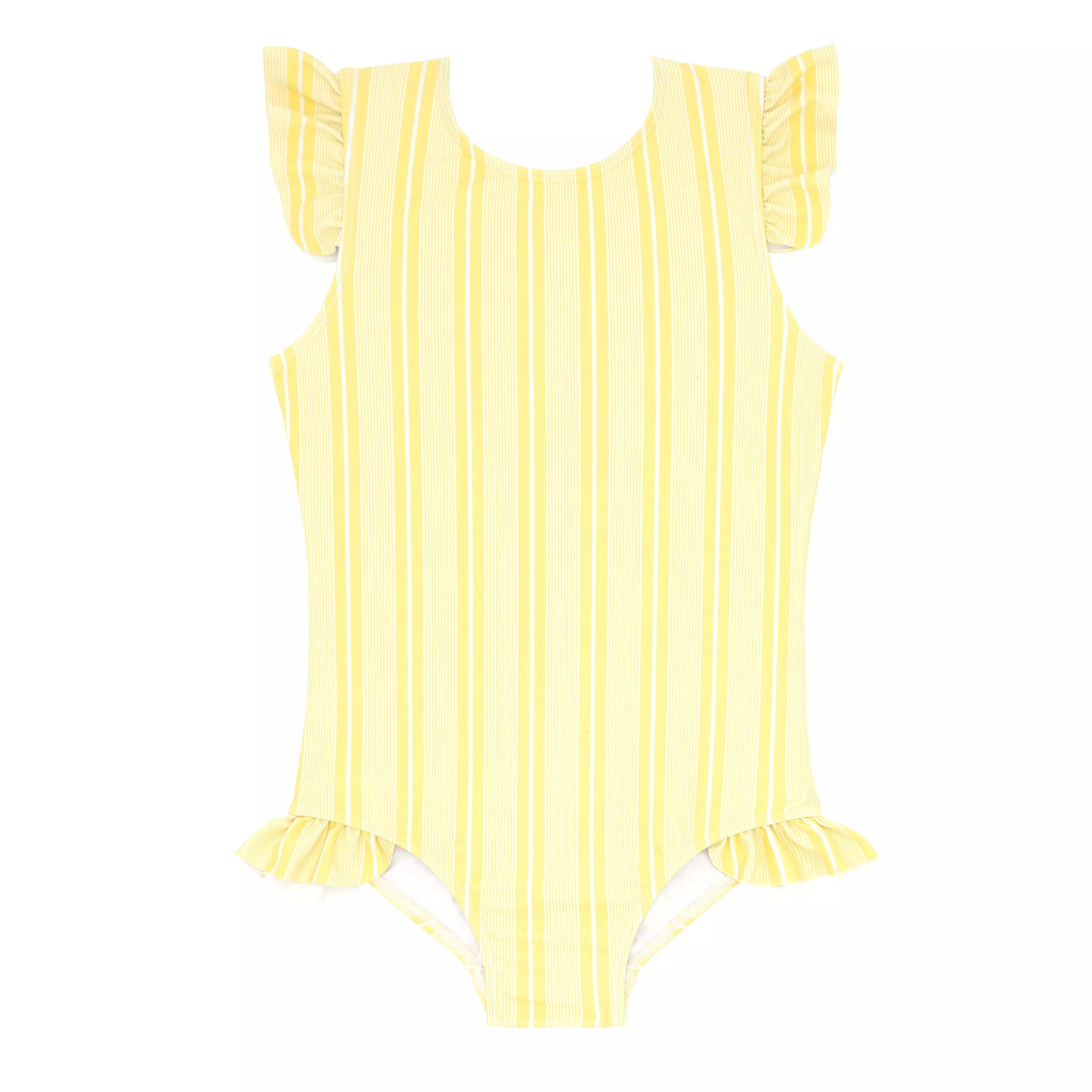 Minnow - Pineapple Stripe Ruffle Cap Sleeve Rashguard One Piece