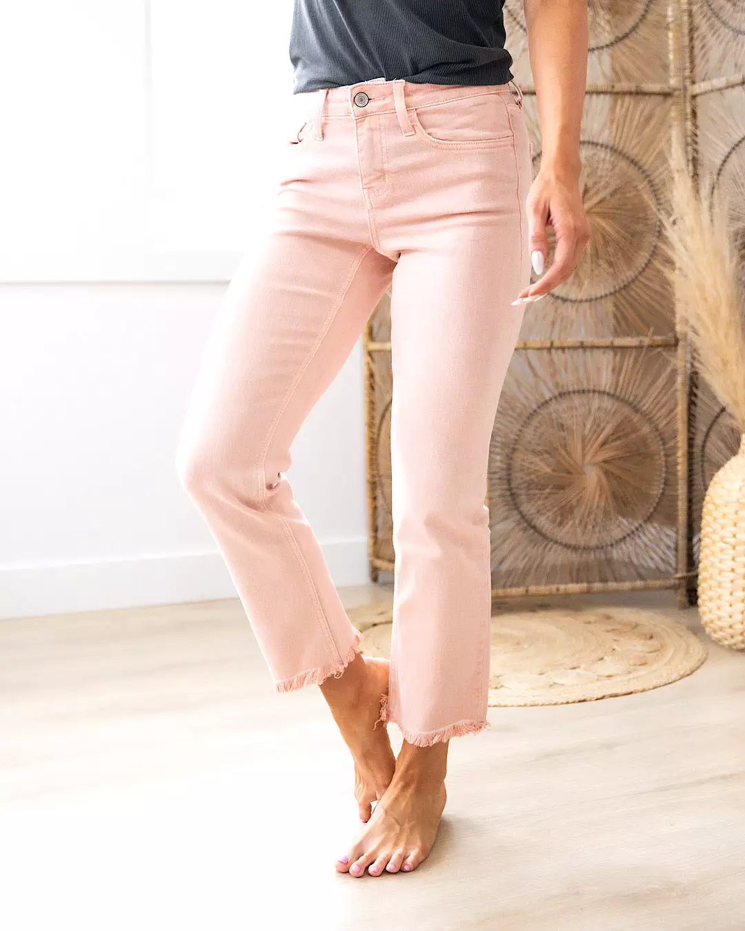 NEW! Vervet Tiff Non Distressed Straight Jean - Powder Pink