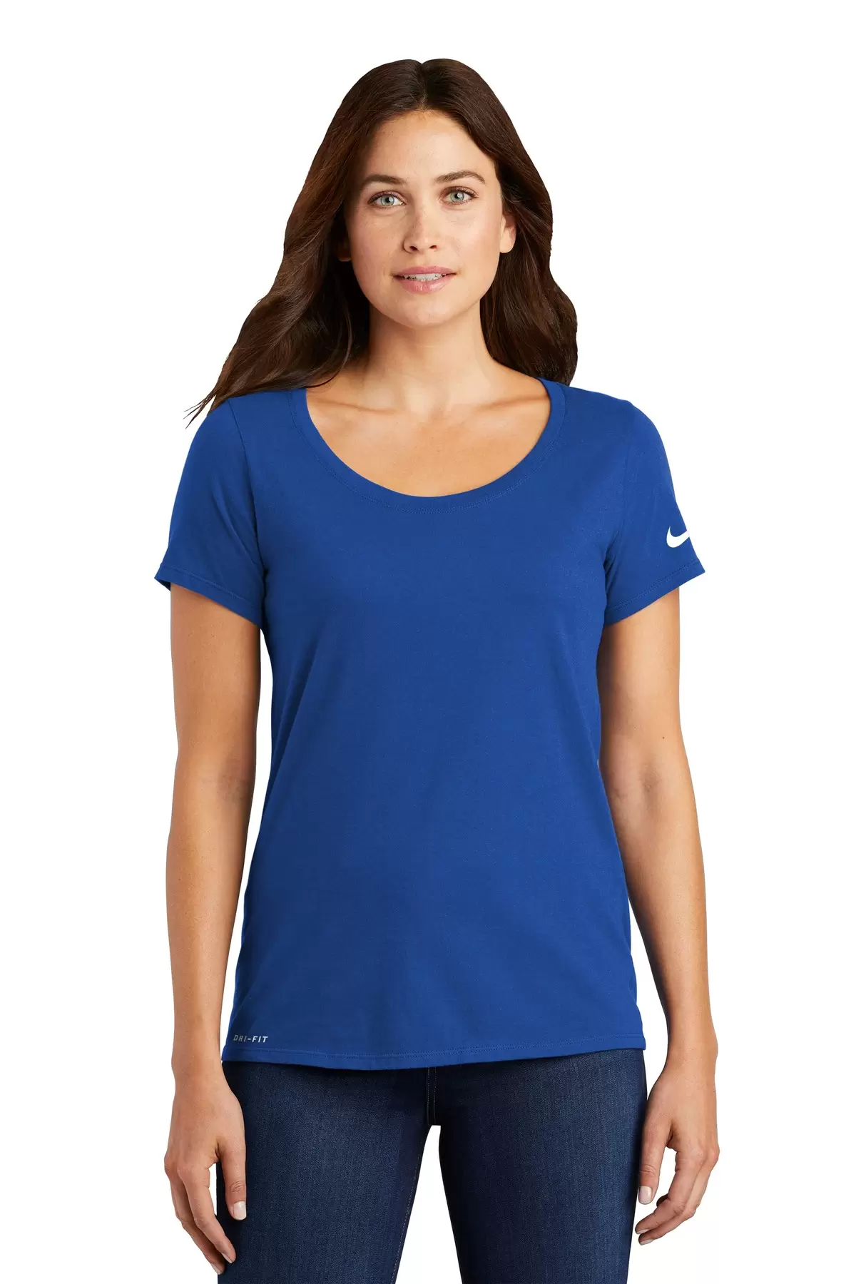 Nike BQ5234  Ladies Dri-FIT Cotton/Poly Scoop Neck Performance Tee SKU: BQ5234