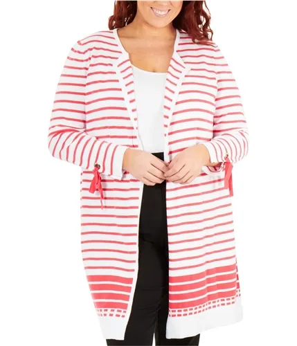 Ny Collection Womens Cotton Tie Cardigan Sweater