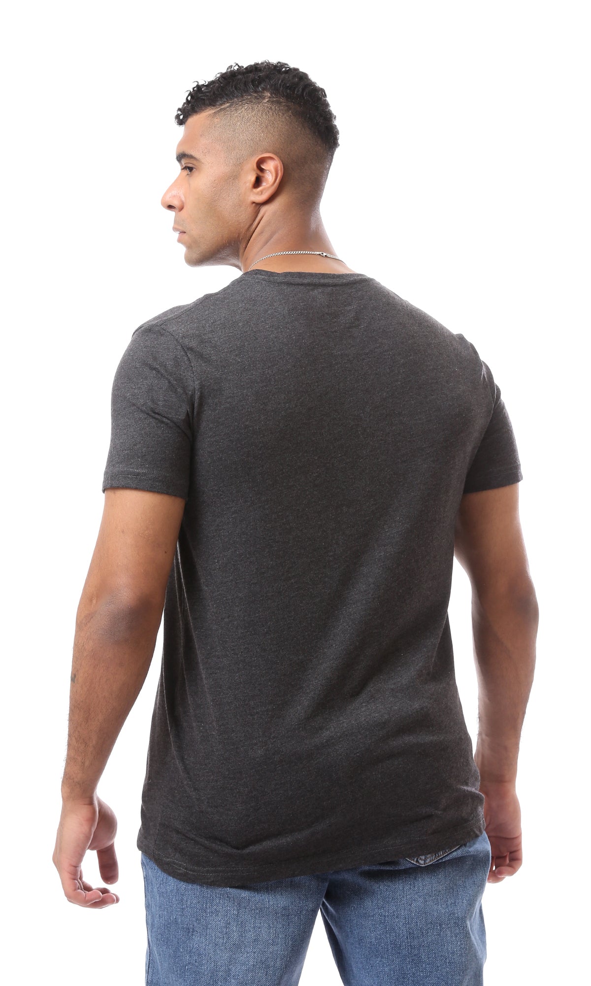 O168084 Short Sleeves Heather Charcoal Grey Summer Tee