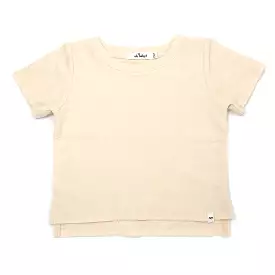 oh baby! Cotton Terry Raw Edge Short Sleeve Tee - Natural