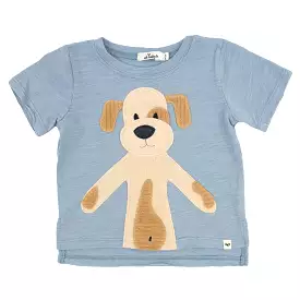 oh baby! Raw Edge Tee - Large Puppy Mist Natural Applique - Fog