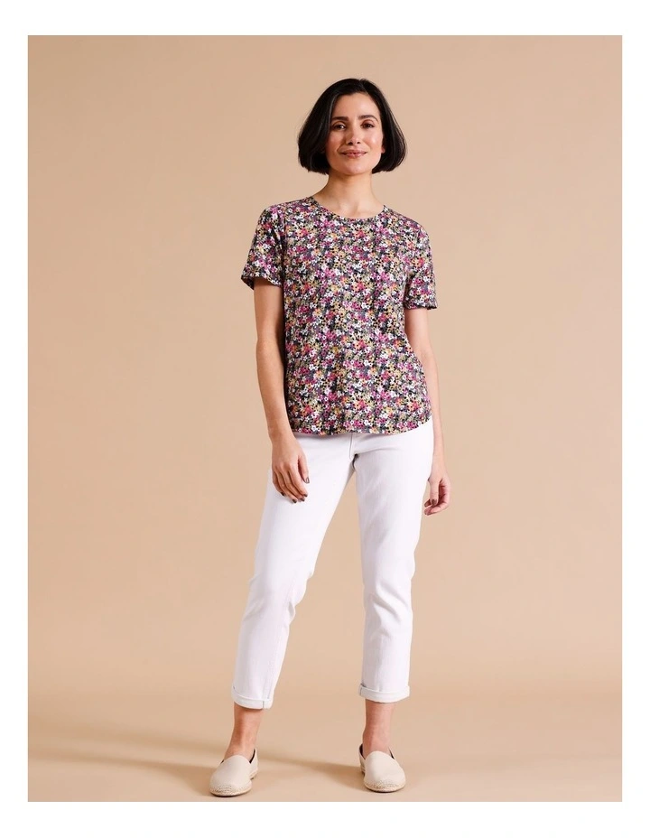 Organic Cotton Wardrobe Staple Short Sleeve Tee In Multicolour Floral Print