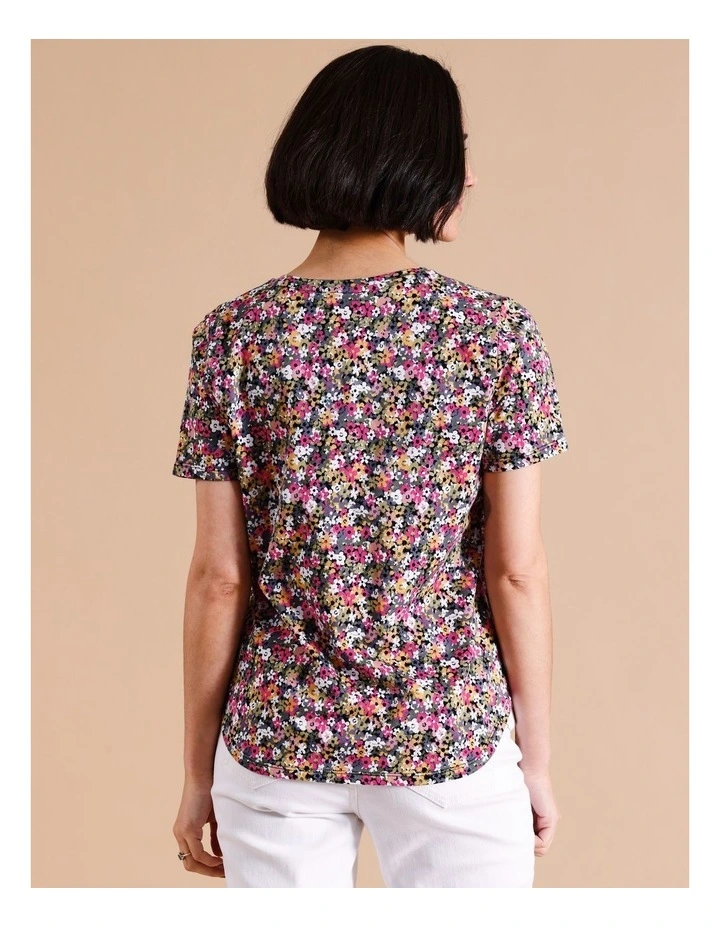 Organic Cotton Wardrobe Staple Short Sleeve Tee In Multicolour Floral Print