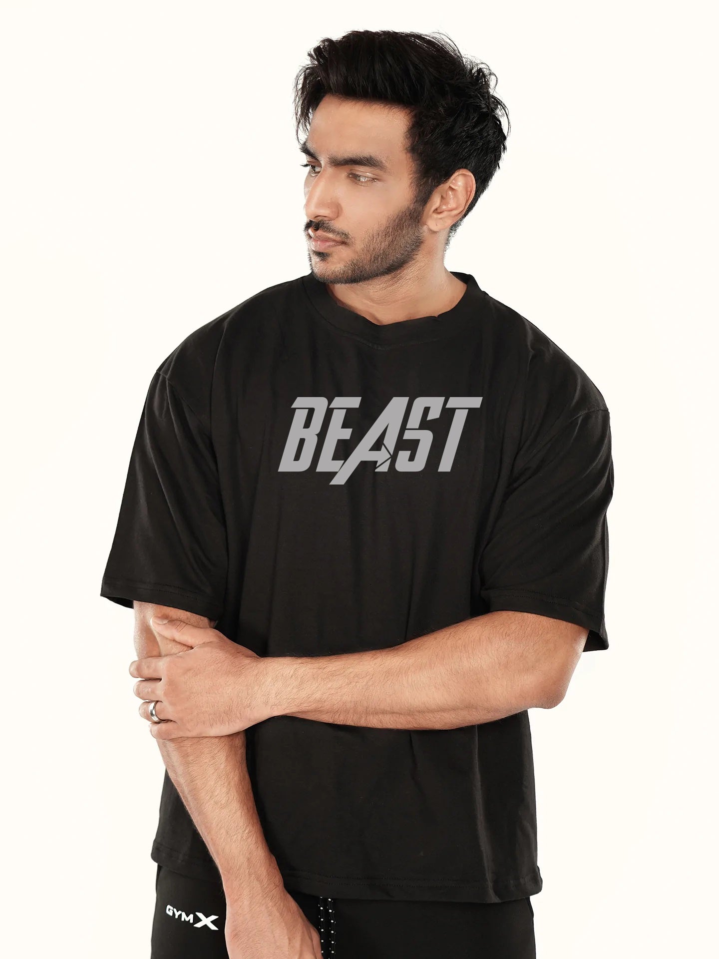 Oversized GymX Black Tee: Beast - Sale