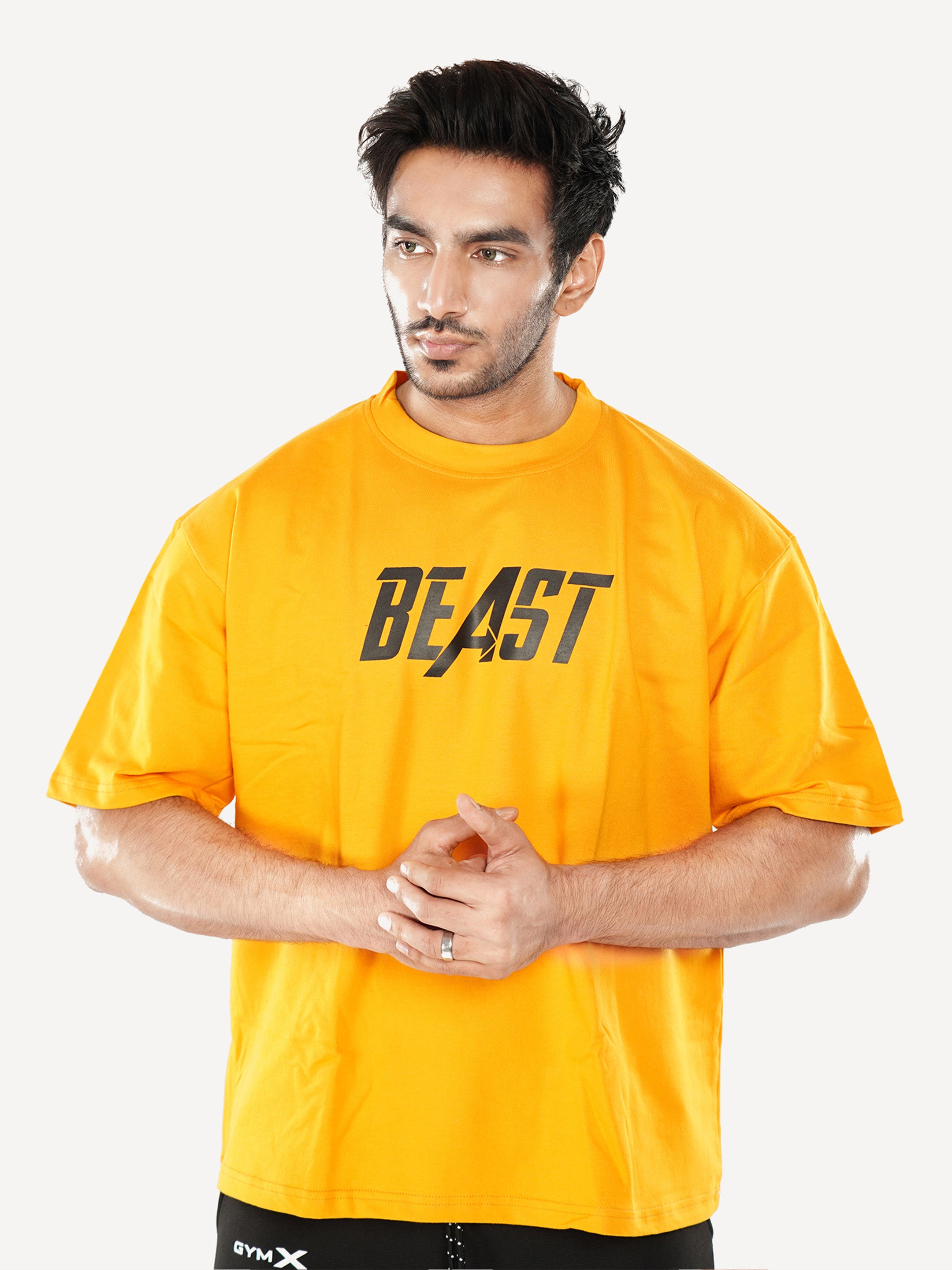 Oversized GymX Yellow Tee: Beast- Sale