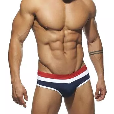 Patchwork Swim Briefs For Men