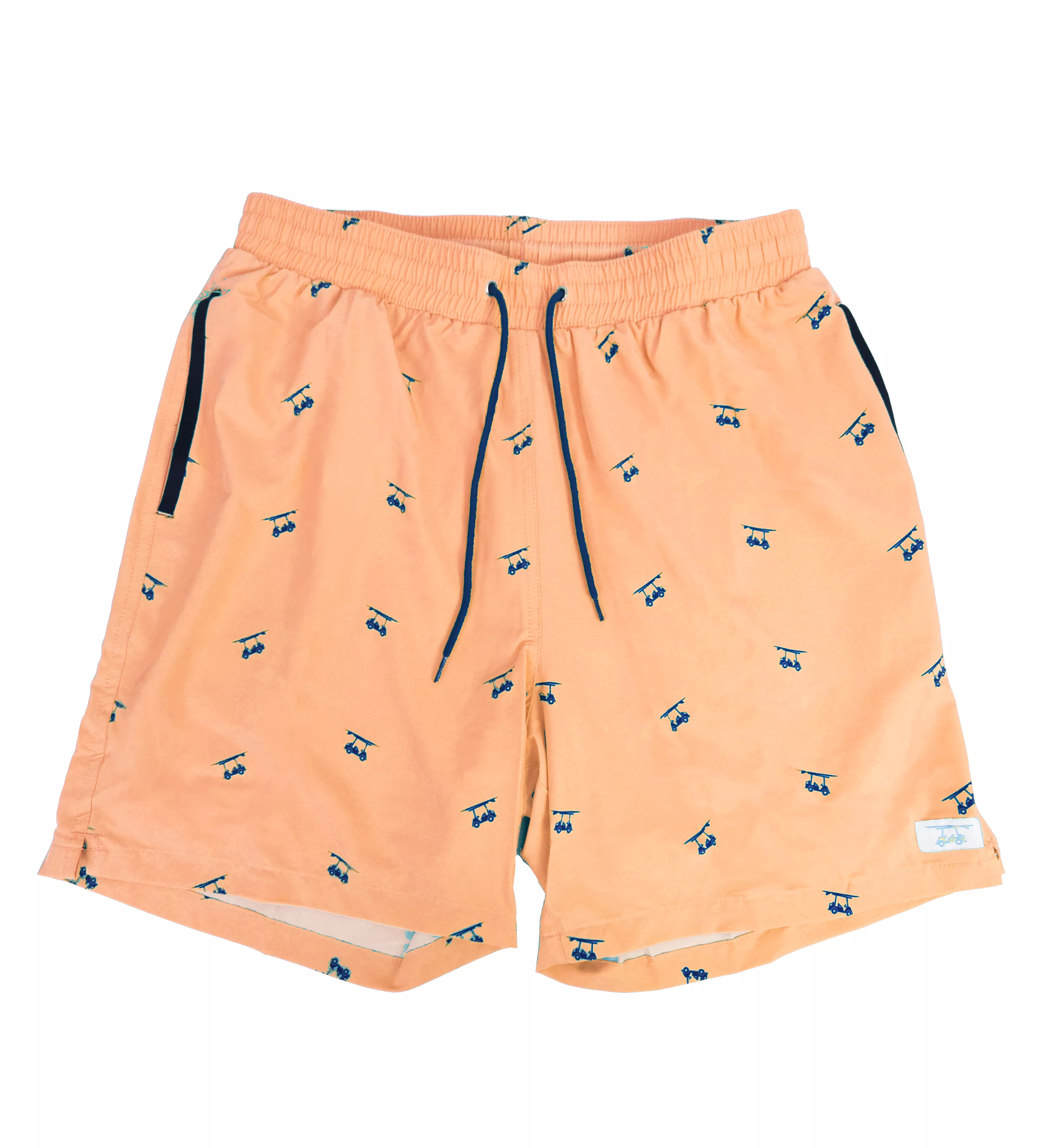 Peach w/ Medieval Golf Carts Swim Trunks