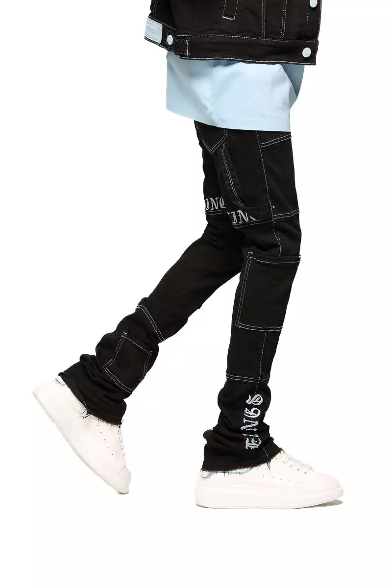 PHEELINGS DEFYING ODDS FLARE STACK DENIM (JET BLACK/COLUMBIA BLUE)