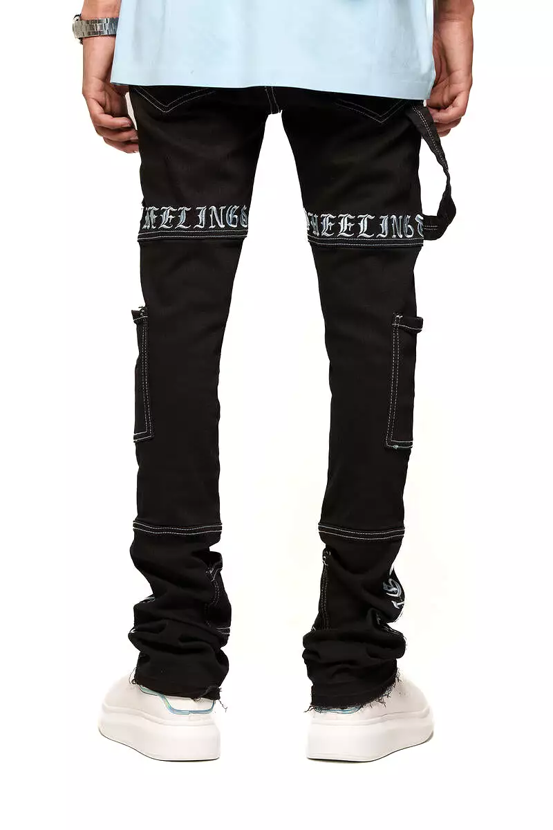 PHEELINGS DEFYING ODDS FLARE STACK DENIM (JET BLACK/COLUMBIA BLUE)