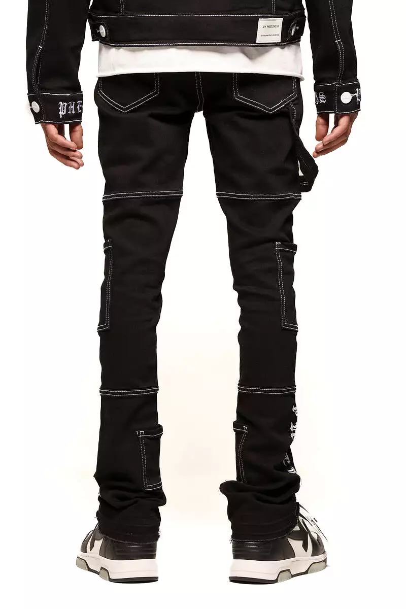 PHEELINGS DEFYING ODDS FLARE STACK DENIM (JET BLACK/WHITE)