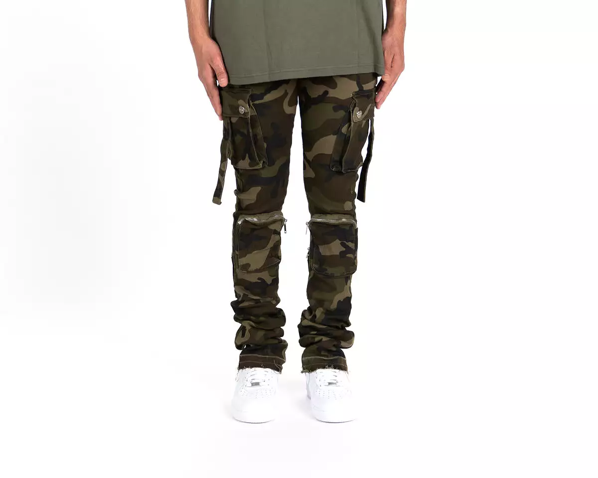 PHEELINGS NEVER LOOK BACK FLARE STACK DENIM (CAMO GREEN)